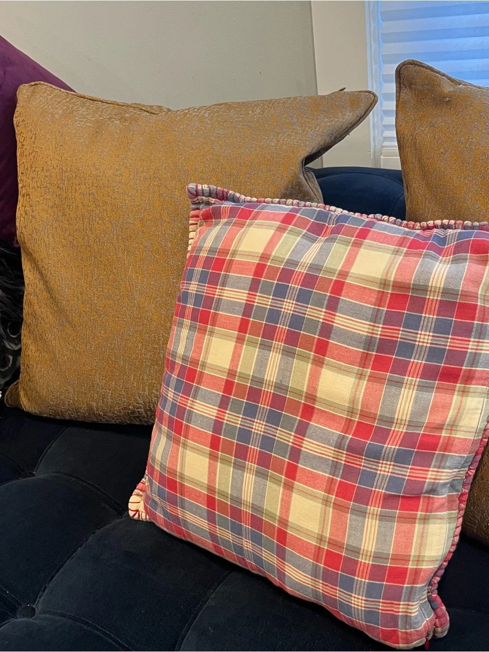 Chaps Ralph Lauren Pillow Patchwork Decorative Throw 17 x 17